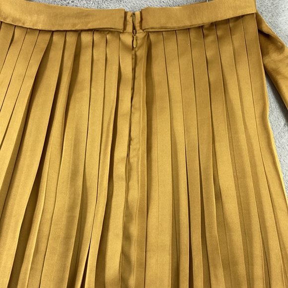 Gap Pleated Skirt Women Size 4 Gold Polyester Sash Tie Lined - Picture 5 of 8
